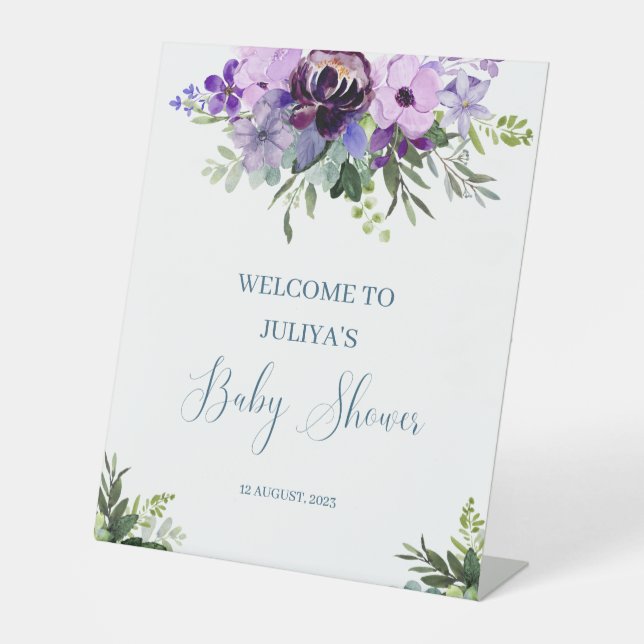 Signe De Table baby shower fleuri accueil (Recto)
