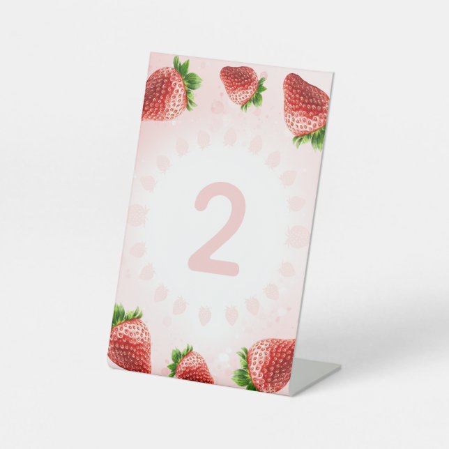 Signe De Table Baby shower fraise Numéro de tableau (Recto)