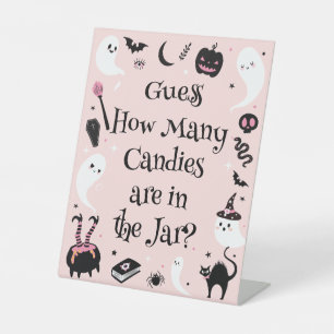 Signe De Table Baby shower Halloween rose Devinez combien de bonb