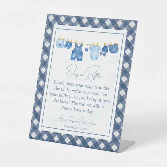 Signe De Table Baby Shower Jean Bleu (Recto)