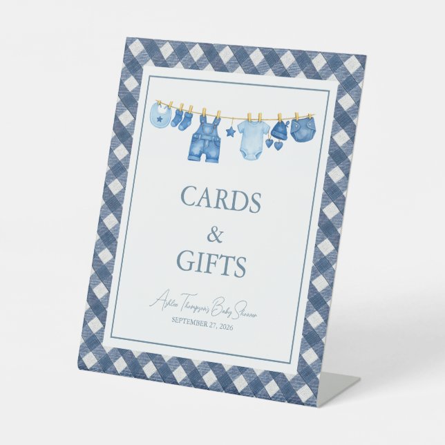 Signe De Table Baby Shower Jean Bleu (Recto)