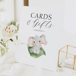 Signe De Table Baby shower moderne Elephant Green Cartes & Cadeau