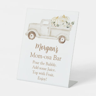 Signe De Table Baby shower Neutre Citrouille beige Momosa Bar