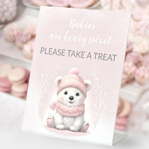 Signe De Table Baby shower Ours rose Polaire Piédestal Symbole de