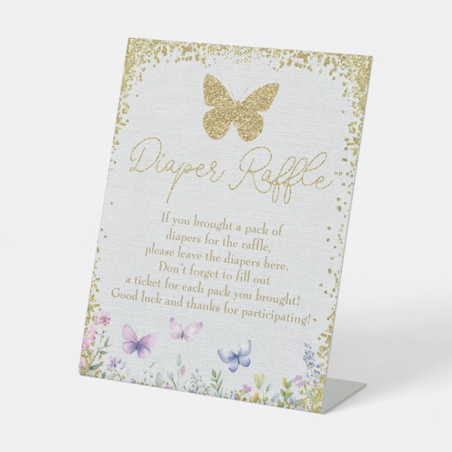 Signe De Table Baby shower papillon diaper raffle (Recto)