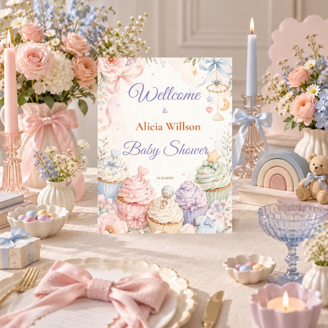 Signe De Table Baby Shower Pastel Fantaisiste (Créateur téléchargé)