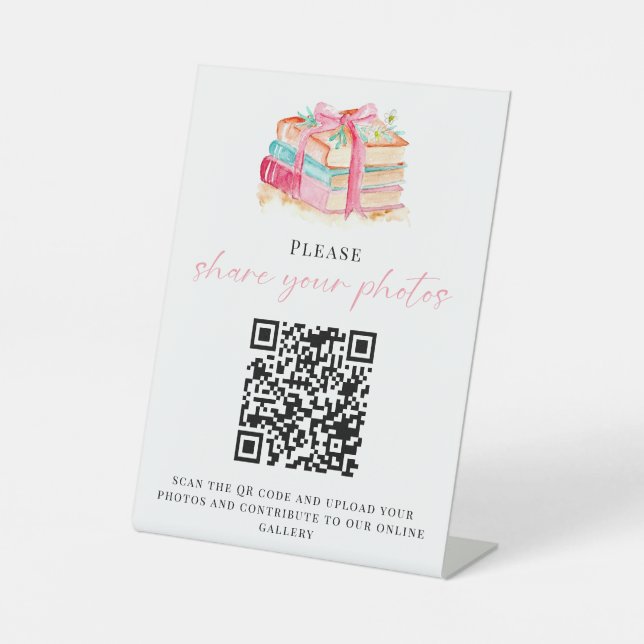 Signe De Table Baby Shower QR Code Share your Photos Books Theme (Recto)