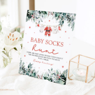 Signe De Table Baby shower Red Père Noël Genre Neutre Chaussettes