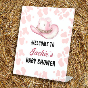 Signe De Table Baby shower Rodéo Western Rose Cowgirl Bienvenue