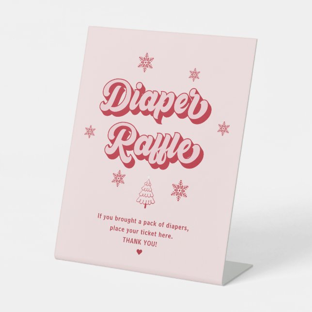 Signe De Table Baby shower rose de Noël Déchets Raffle (Recto)