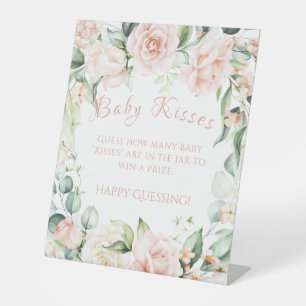 Signe De Table Baby shower rose floral Bébé Baisers jeu