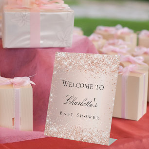 Signe De Table Baby shower rose or blush accueil