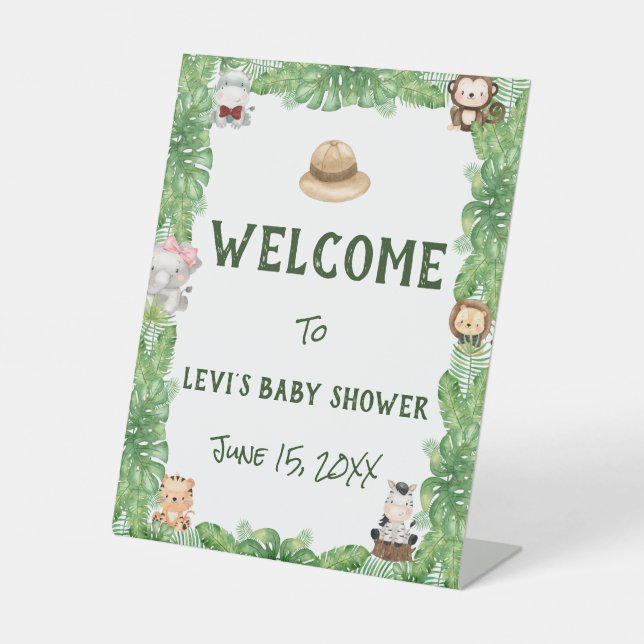 Signe De Table Baby shower Safari Bienvenue (Recto)