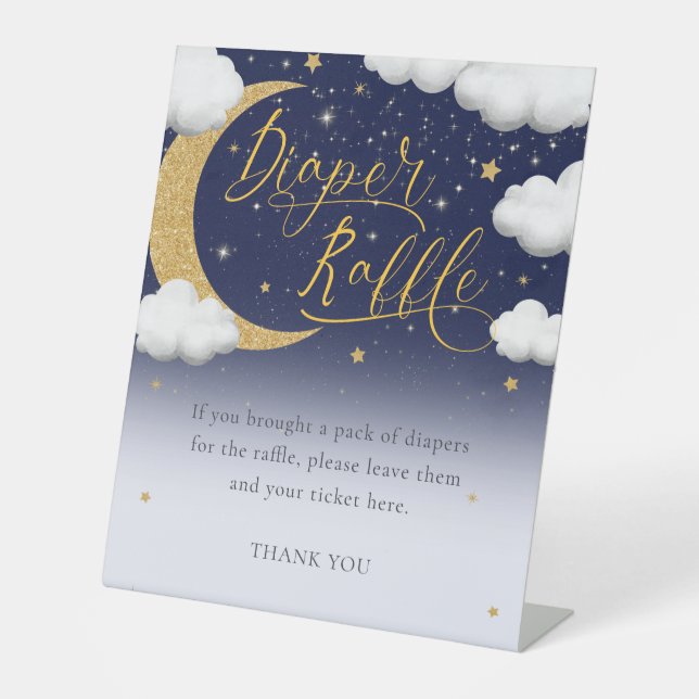 Signe De Table Baby shower sur la lune Déchirère Raffle (Recto)