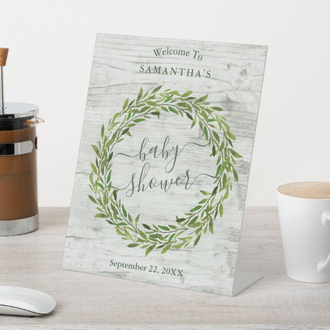 Signe De Table Baby shower verdoyant Laurel tendance Wreath Welco (In SItu)