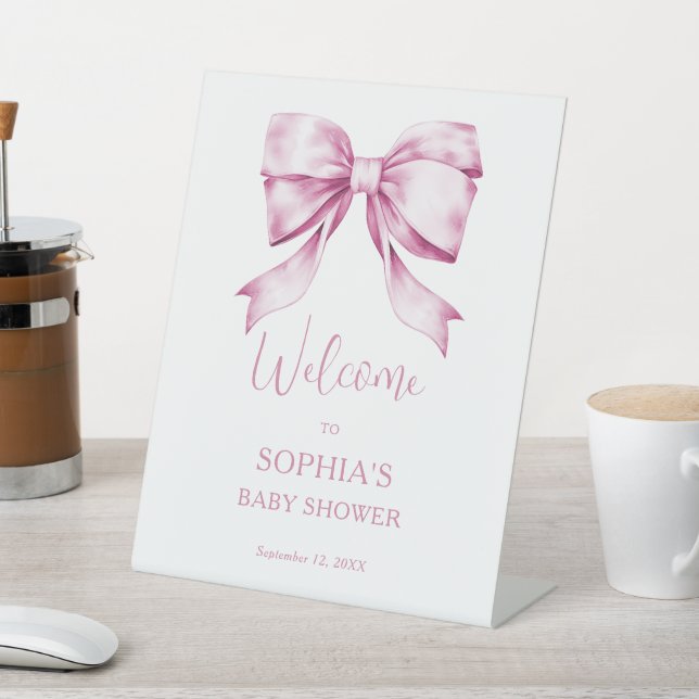 Signe De Table Baby shower Vintage Pink Bow (In SItu)
