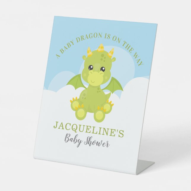 Signe De Table Baby shower Whimsical Boy Dragon (Recto)
