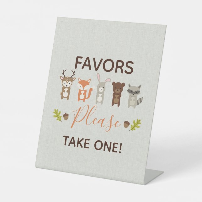 Signe De Table Baby shower Woodland Faveurs S'Il Vous Plaît Prend (Recto)