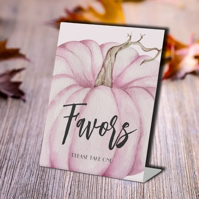 Signe De Table Baby showers Citrouilles roses préférés (Favors tabletop pedestal sign with pink pumpkin for a girl baby shower or any occasion )