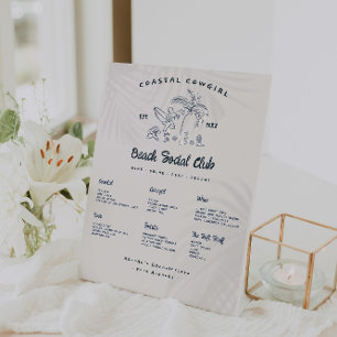 Signe De Table Bachelorette Coastal Cowgirl   Menu Barre