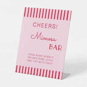 Signe De Table Bachelorte de bar Mimosa Retro rouge et rose