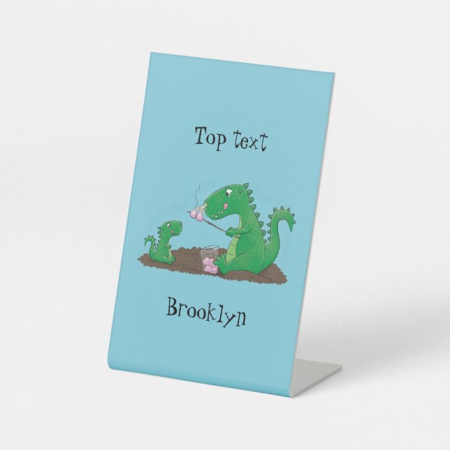 Signe De Table Baguettes mignonnes grillant des marshmallows dess (Recto)