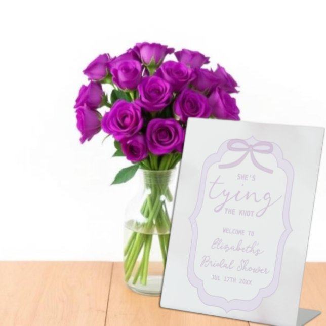 Signe De Table Baigne de mariage aquarelle ruban violet (Créateur téléchargé)