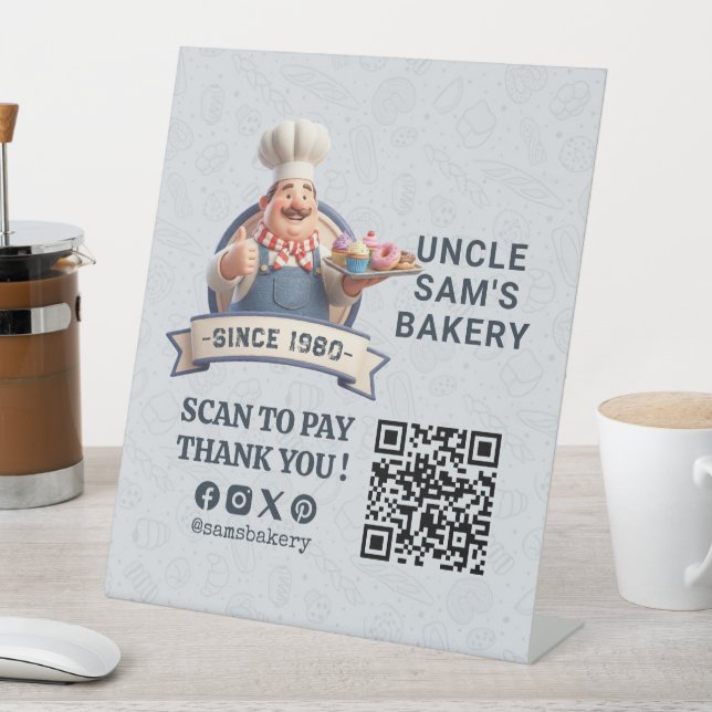 Signe De Table Bakery Store Pastry Cake Baker QR Code Pay Here (In SItu)