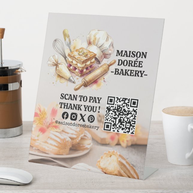 Signe De Table Bakery Store Pastry Chef Dessert Sweets Cake Baker (In SItu)