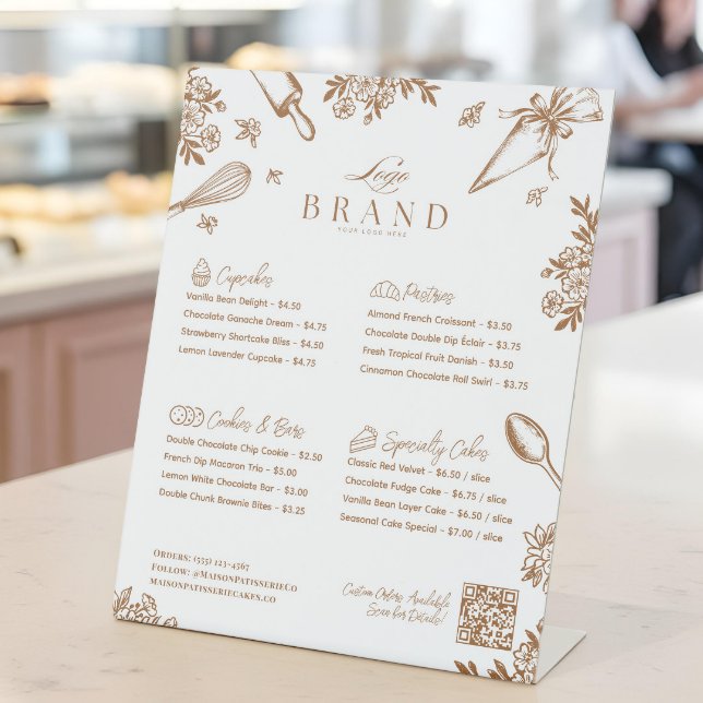 Signe De Table Baking Utensil Pastry Cake Bakery Menu Price List (Baking Utensil Pastry Cake Bakery Menu Price List Pedestal Sign)