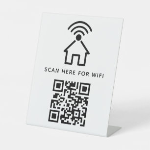 Signe De Table Balayage de code QR Wifi pour connecter auto-adhés