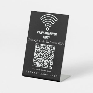 Signe De Table Balayage de code QR Wifi Pour Connexion Noir