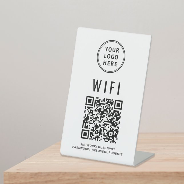 Signe De Table Balayage du logo professionnel du code QR Wifi pou (Créateur téléchargé)
