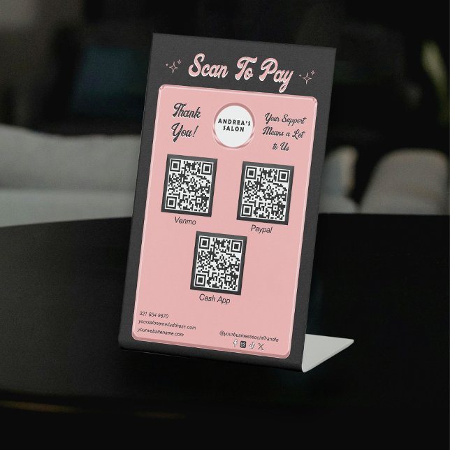 Signe De Table Balayage en rose noir tendance pour payer les code (Créateur téléchargé)