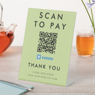 Signe De Table Balayage professionnel pour payer Venmo QR Code Li