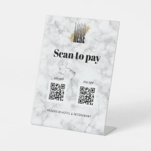 Signe De Table Balayage simple du logo pour payer 2 codes QR Paye