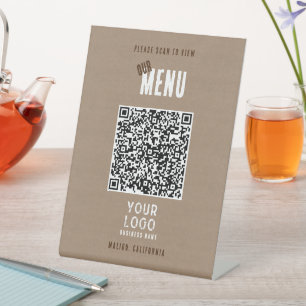 Signe De Table Balayer notre menu Code QR Charme Rustique Logo d'