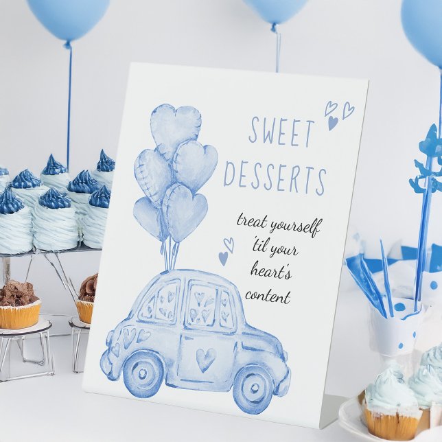 Signe De Table Balcons bleus et table de dessert de voiture (Cute Boys Birthday Party Dessert Table Sign by Darling & May)