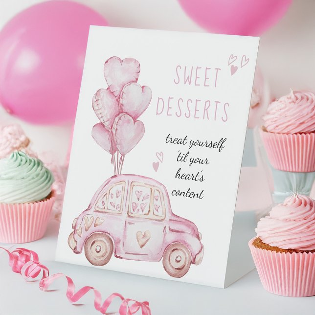 Signe De Table Balcons roses et table de dessert de voiture (Cute Girl's Birthday Party Dessert Table sign by Darling & May)