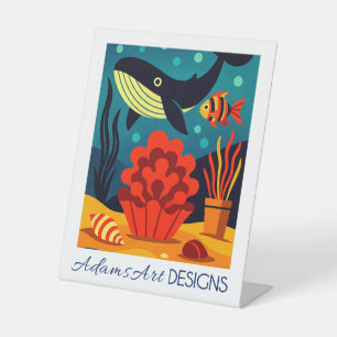 Signe De Table Baleine et corail sous-marins fantaisistes