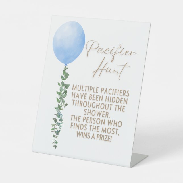 Signe De Table Balloon bleu Aquarelle Garçon Baby shower Piédesta (Recto)