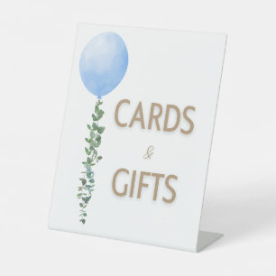 Signe De Table Balloon bleu Aquarelle Garçon Baby shower Piédesta