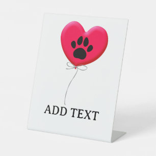 Signe De Table Balloon en forme de coeur avec Empreinte de patte