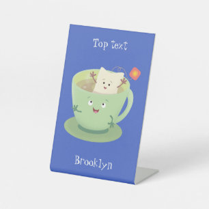 Signe De Table Bande dessinée de la tasse de thé mignonne humour