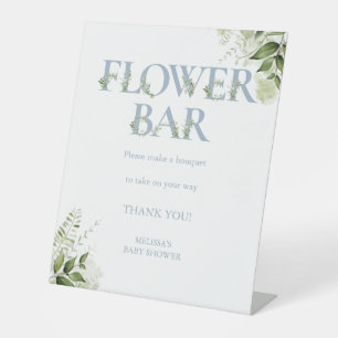 Signe De Table Bar à fleurs Dusty Blue Floral Baby Shower