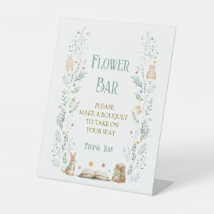 Signe De Table Bar à Fleurs pour Baby Shower Livre d'Histoires