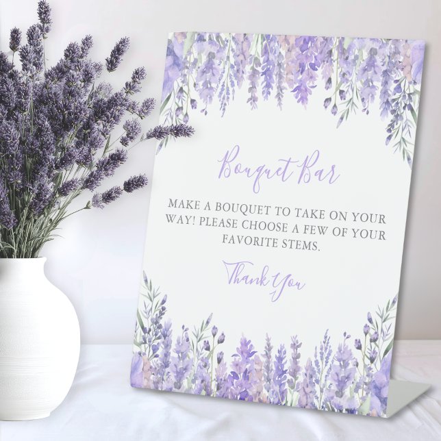 Signe De Table Bar à fleurs Purple Bouquet (Purple Bouquet Flower Bar Pedestal Sign)