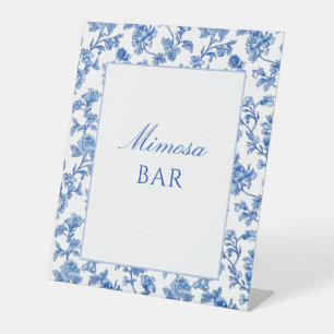 Signe De Table Bar à la mimosa en chinoiserie bleue et blanche
