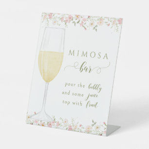 Signe De Table Bar à Mimosa au Champagne avec Fleurs Roses pour E