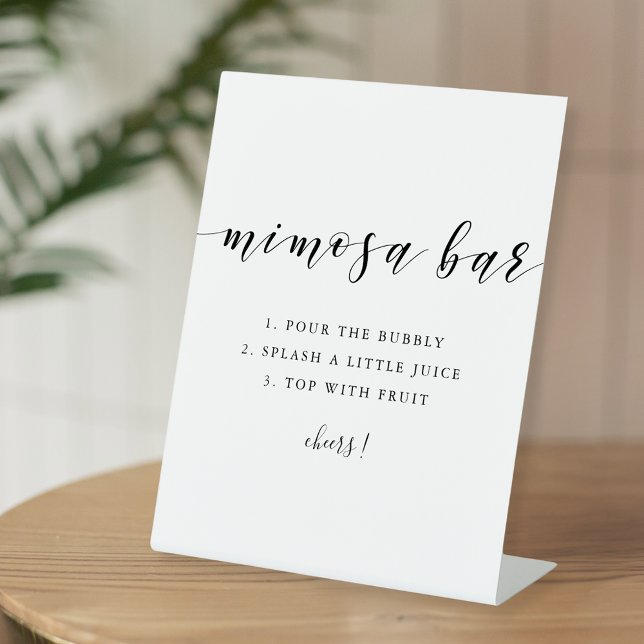 Signe De Table Bar à Mimosa de Mariage avec Calligraphie Moderne (Créateur téléchargé)